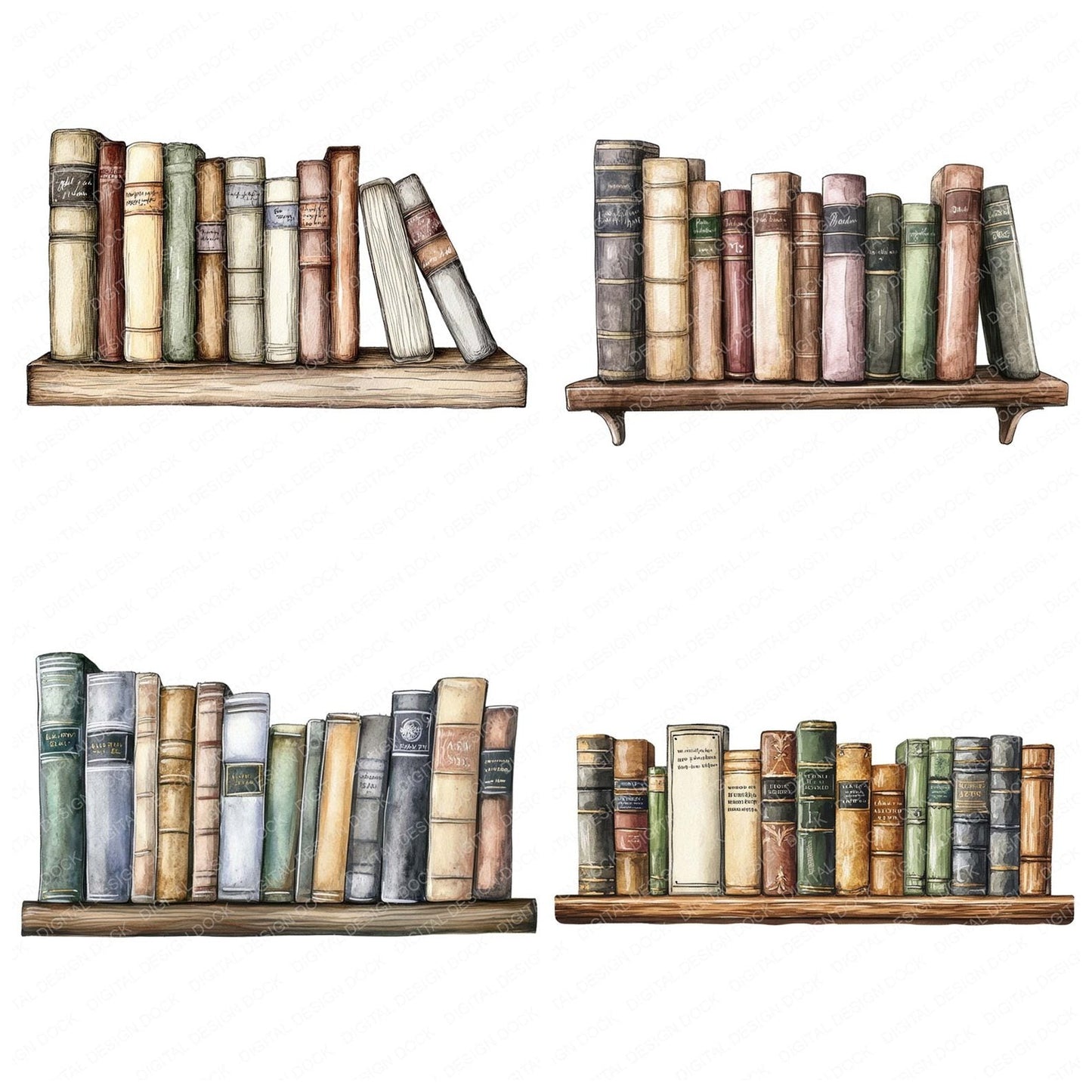Vintage Book Shelf Clipart Set (DDD006845)