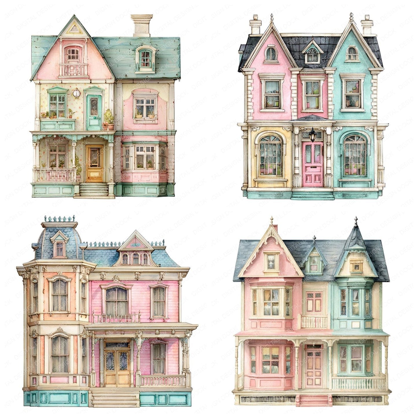 Vintage Dolls House Clipart Set (DDD006855)