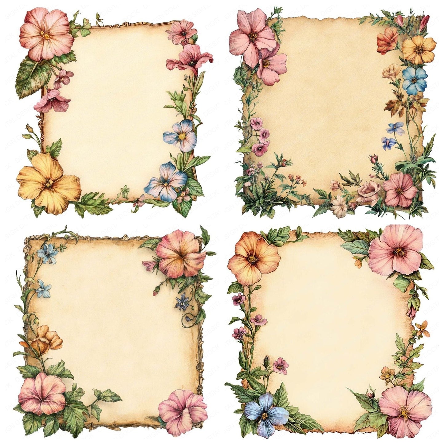 Vintage Floral Notice Board Clipart Set (DDD006865)