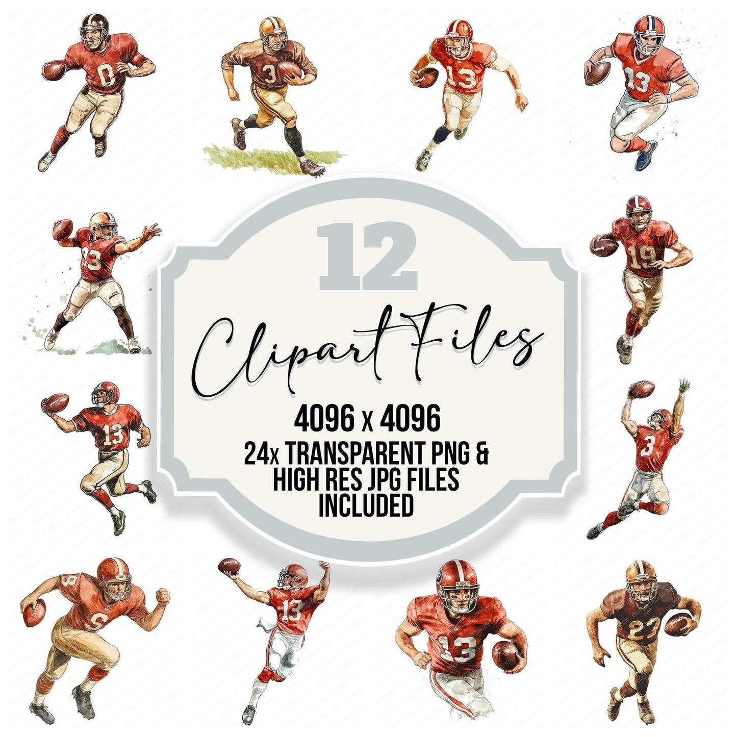 Vintage Football Player Clipart Set (DDD006869)