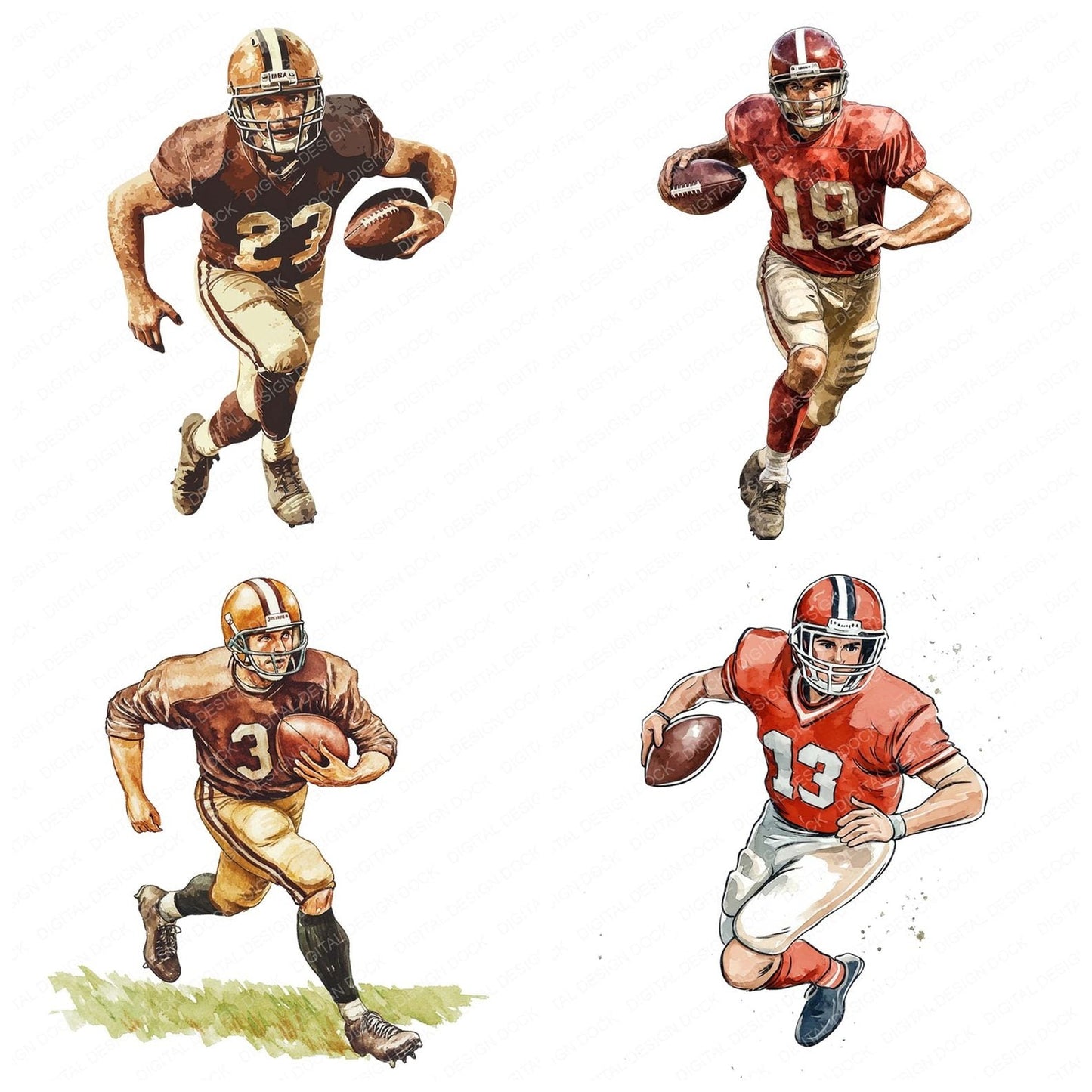 Vintage Football Player Clipart Set (DDD006869)