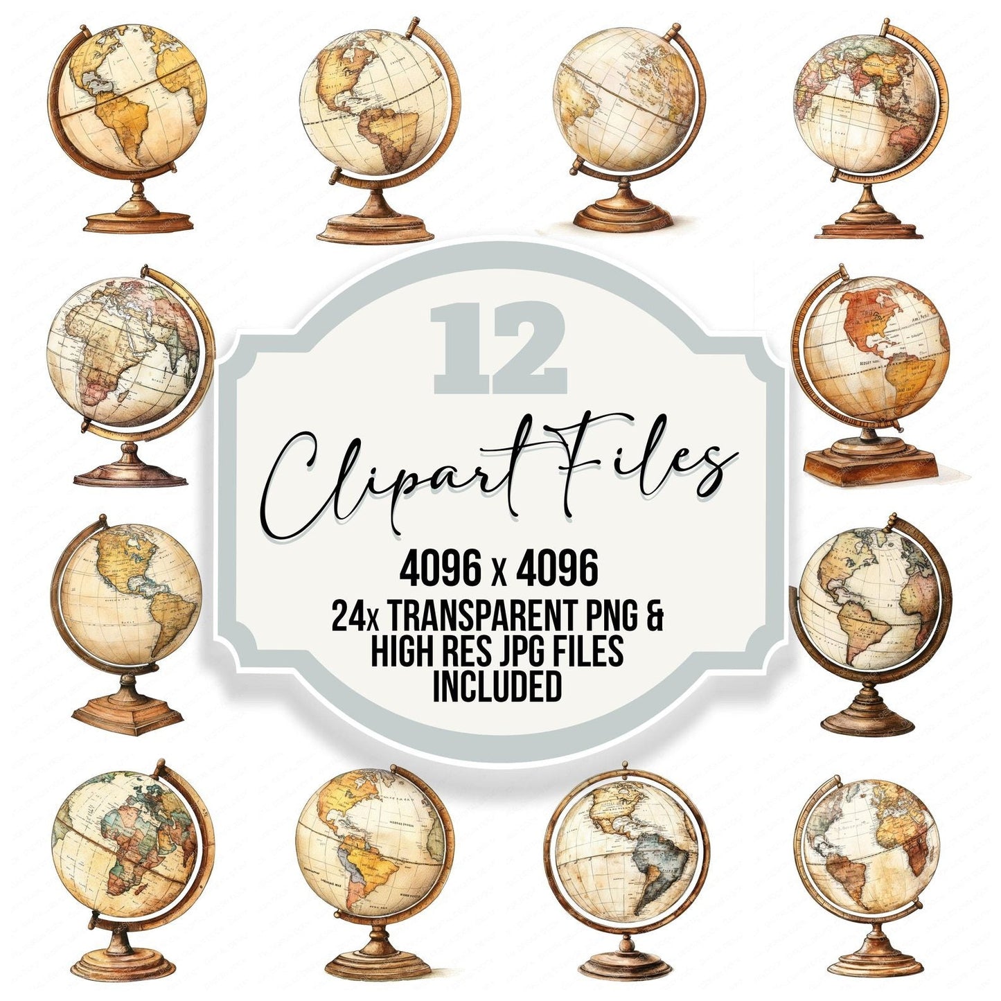 Vintage Globe Clipart Set (DDD006875)