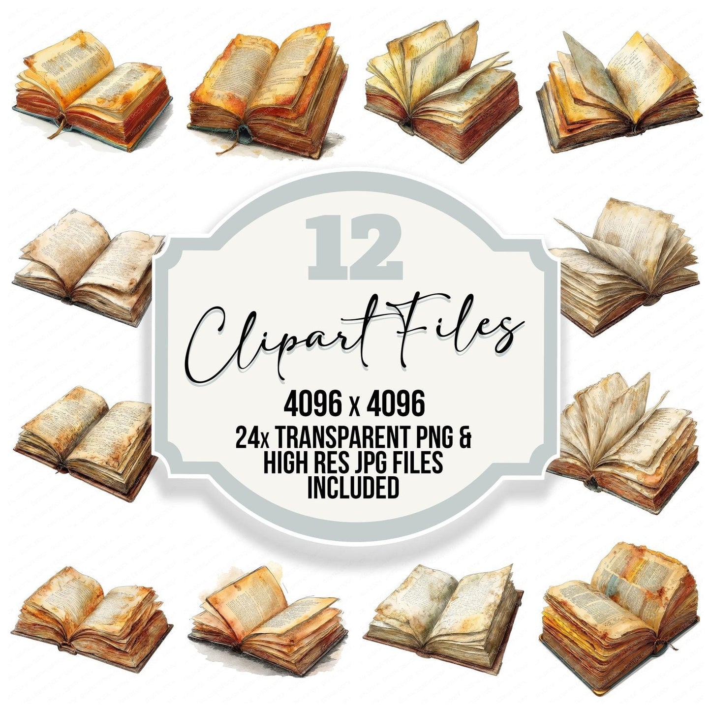 Vintage Old Book Clipart Set (DDD006891)