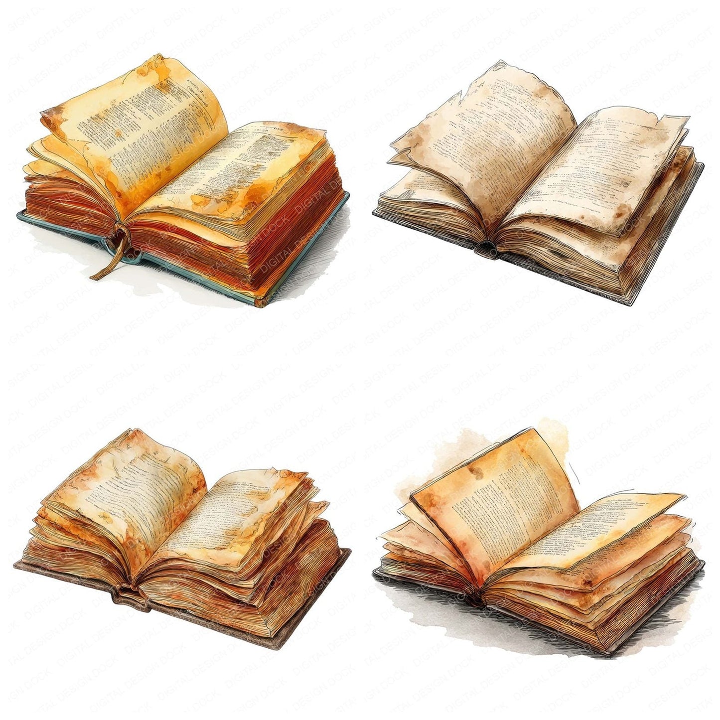 Vintage Old Book Clipart Set (DDD006891)