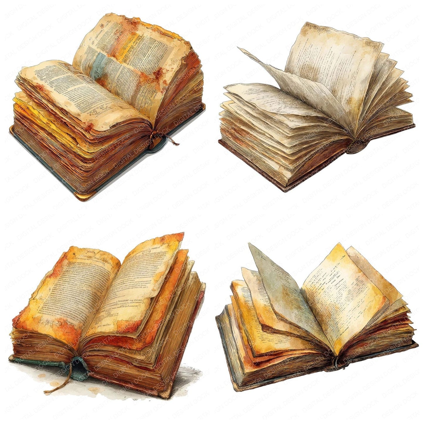 Vintage Old Book Clipart Set (DDD006891)
