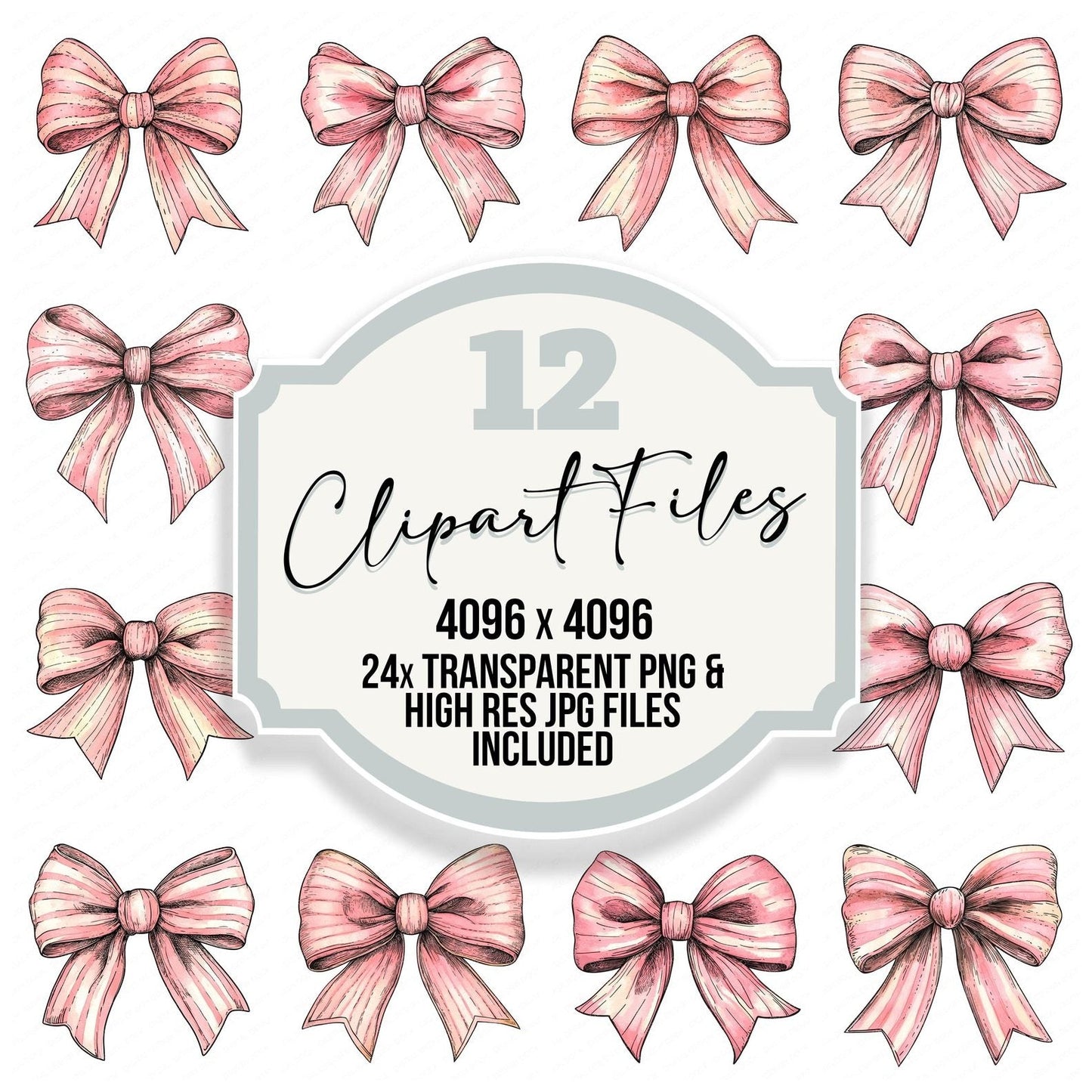 Vintage Pink Bow Clipart Set (DDD006899)