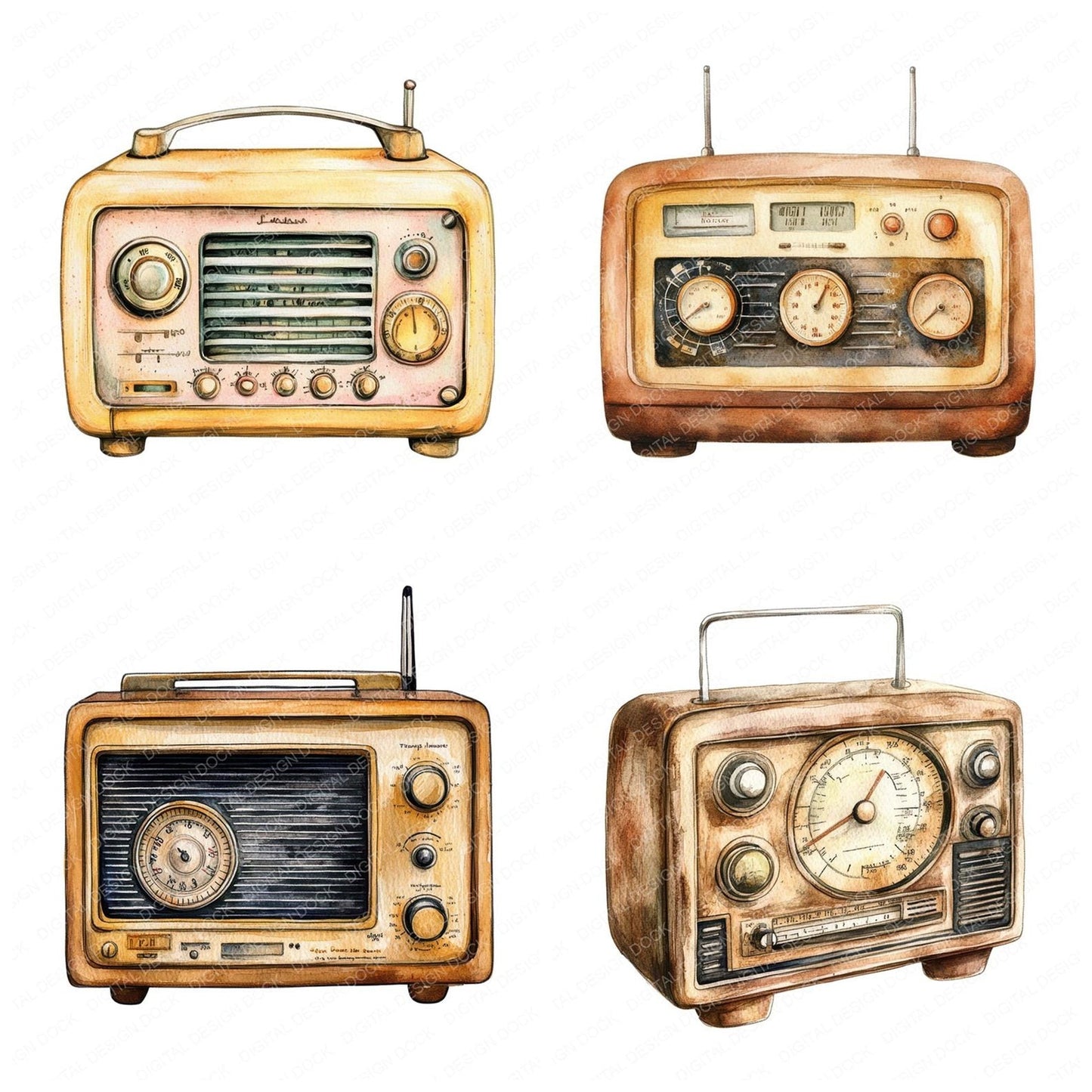 Vintage Radio Clipart Set (DDD006905)