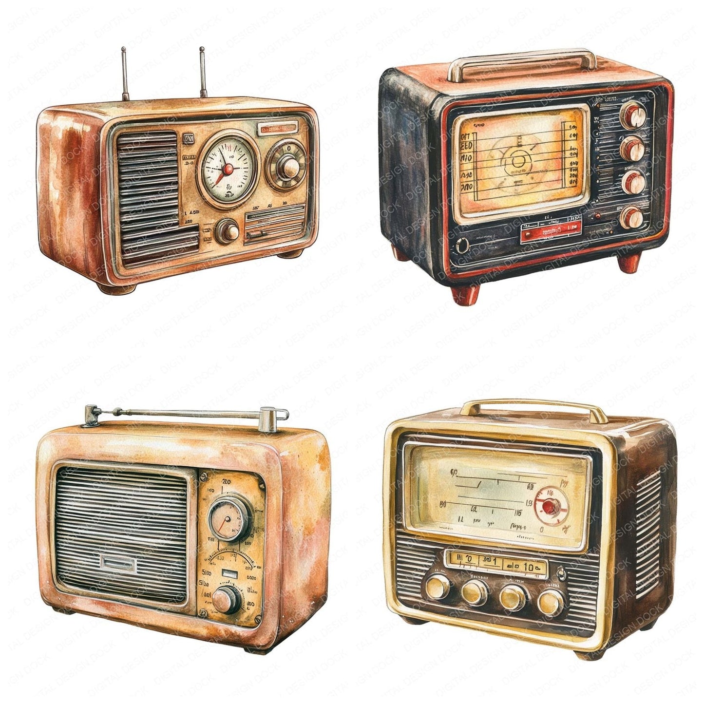 Vintage Radio Clipart Set (DDD006905)