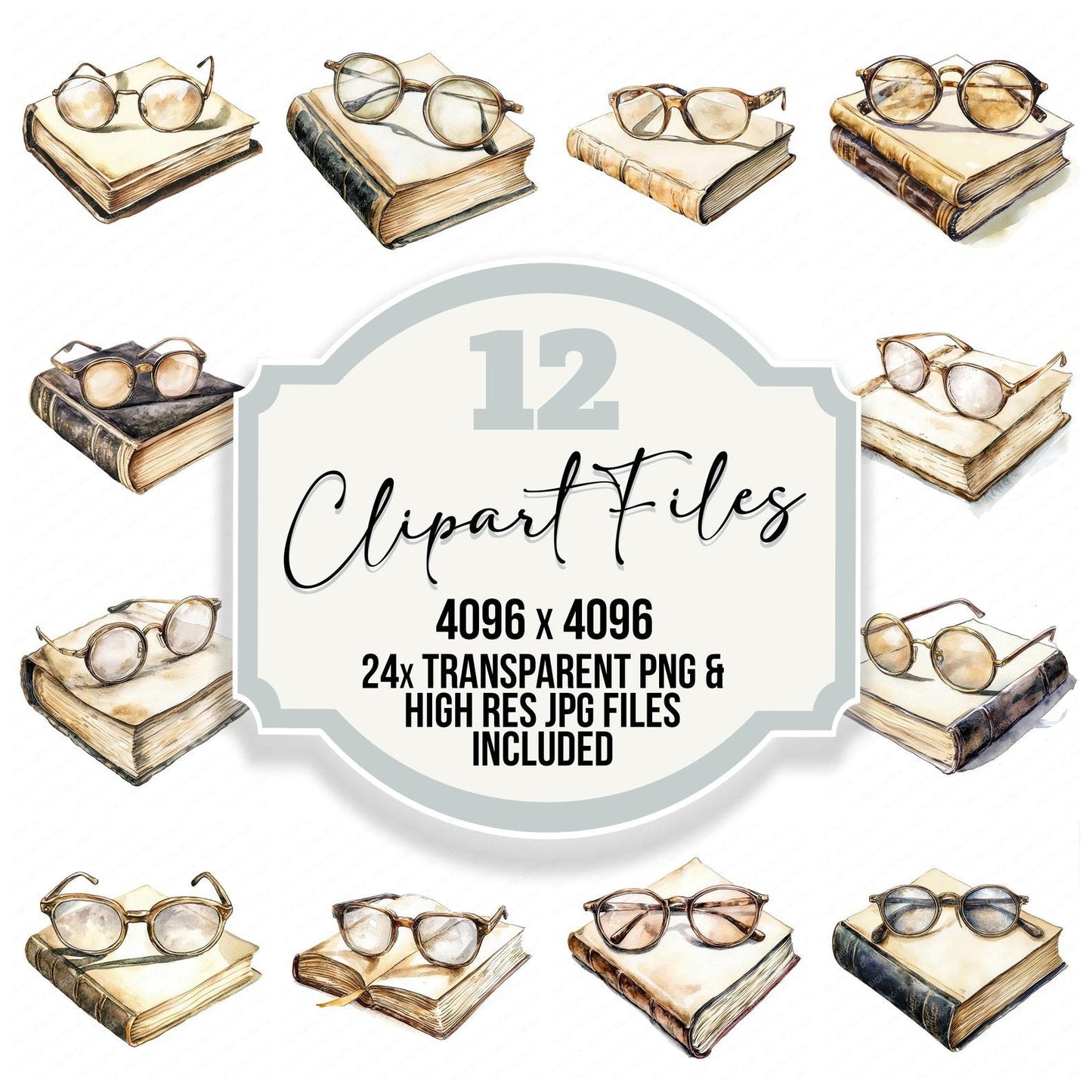 Vintage Reading Glasses Clipart Set (DDD006906)