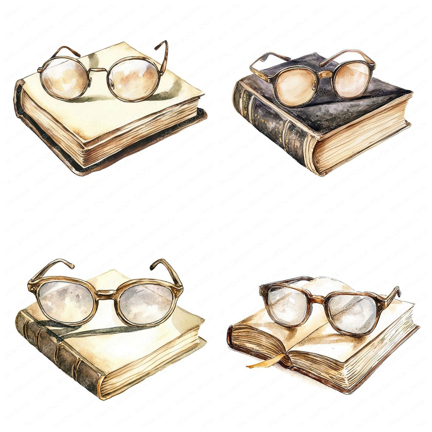 Vintage Reading Glasses Clipart Set (DDD006906)