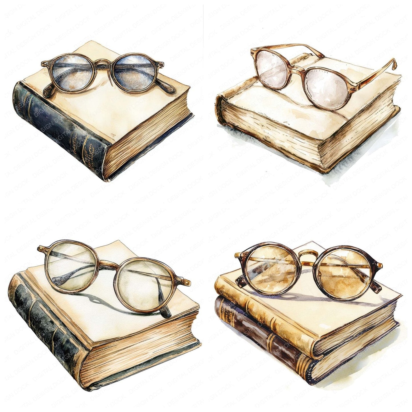 Vintage Reading Glasses Clipart Set (DDD006906)
