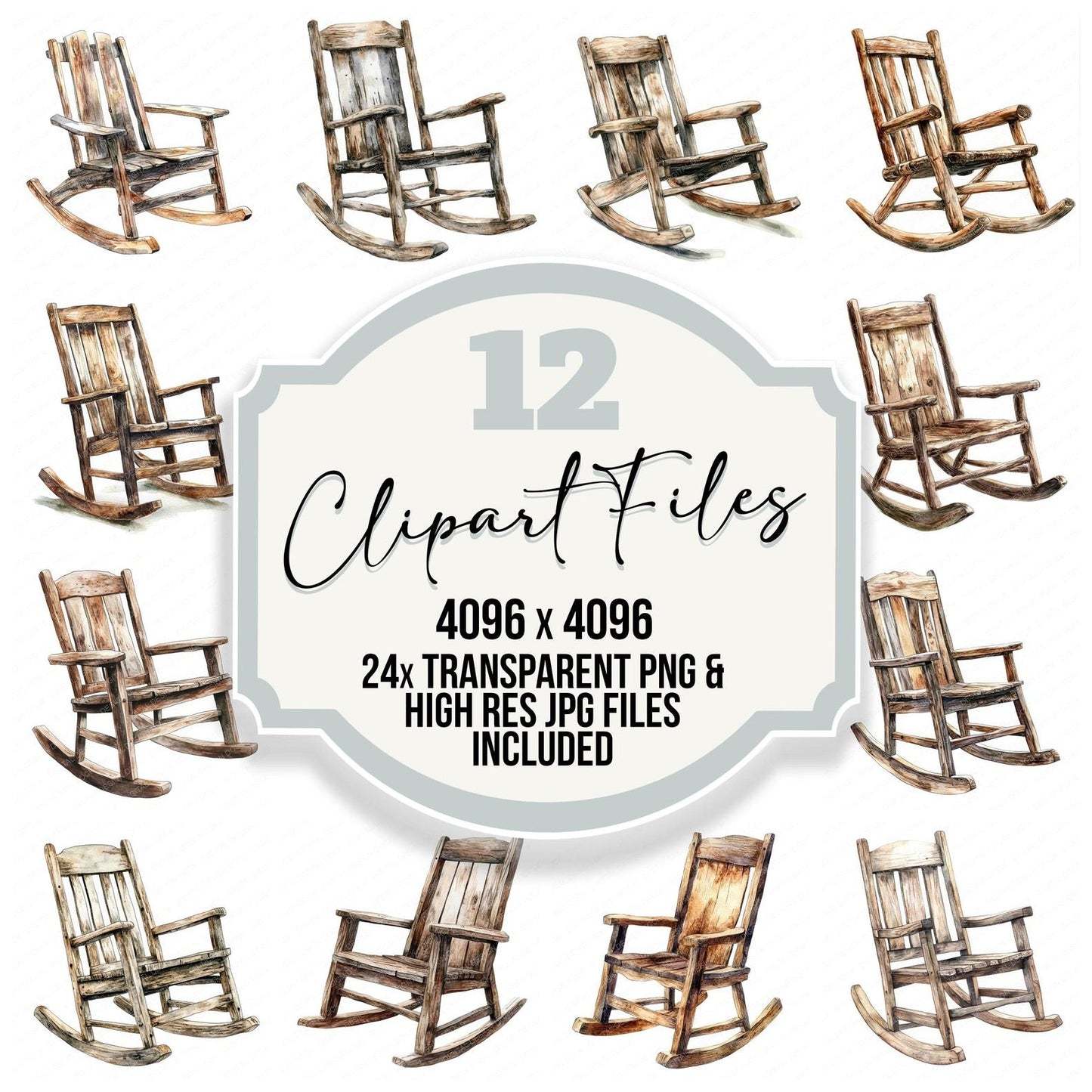 Vintage Rocking Chair Clipart Set (DDD006912)