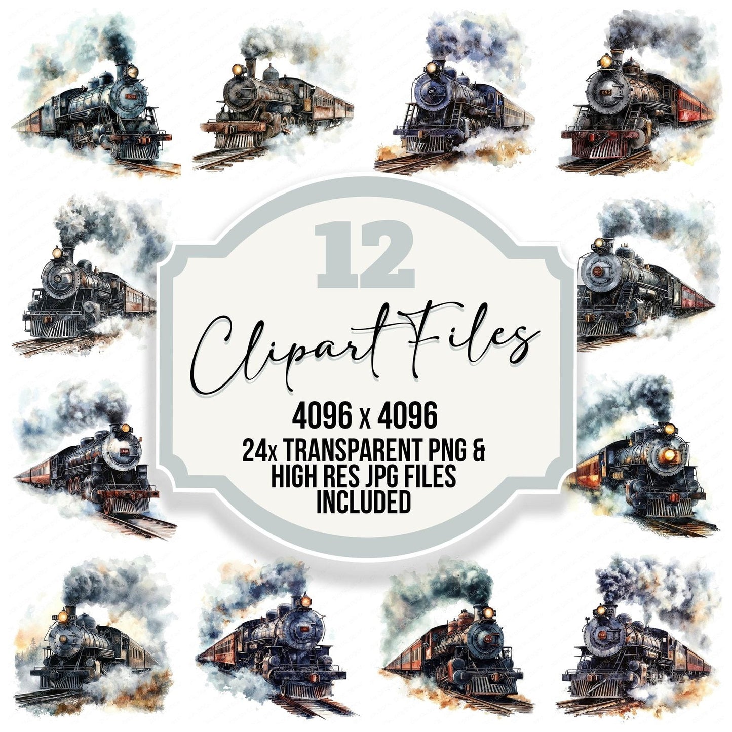 Vintage Steamtrain Clipart Set (DDD006923)
