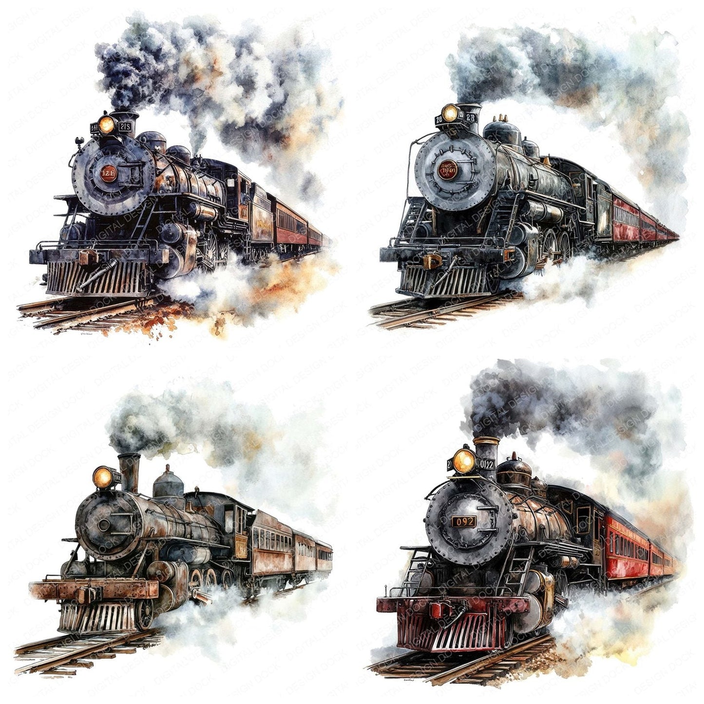 Vintage Steamtrain Clipart Set (DDD006923)