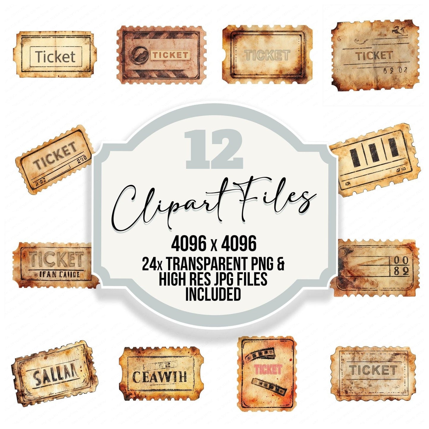 Vintage Ticket Clipart Set (DDD006929)