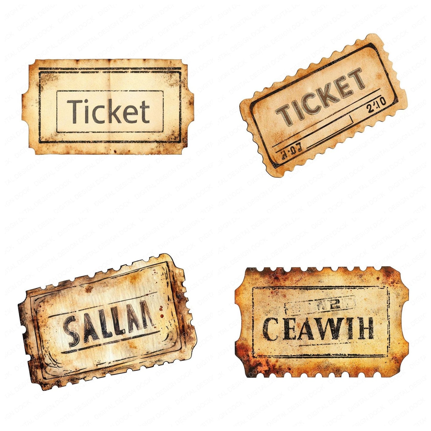 Vintage Ticket Clipart Set (DDD006929)
