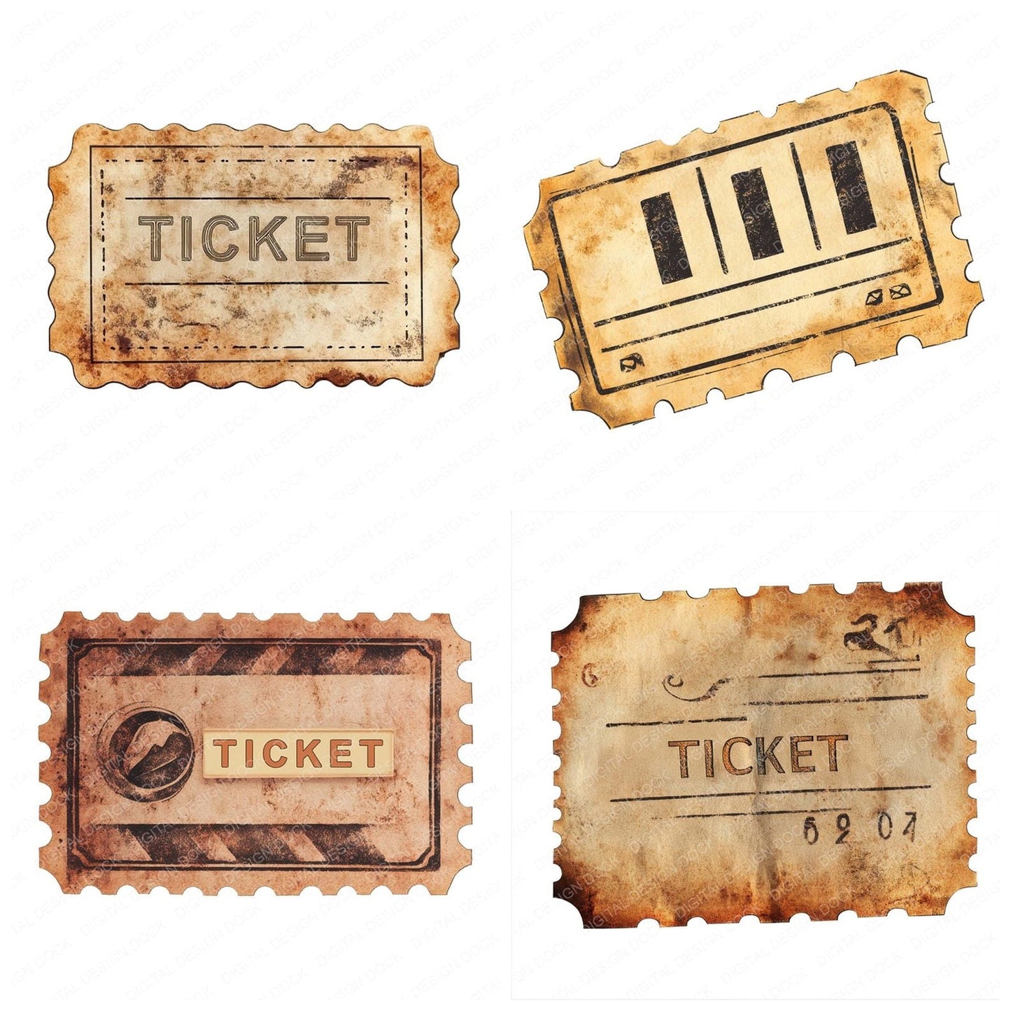 Vintage Ticket Clipart Set (DDD006929)
