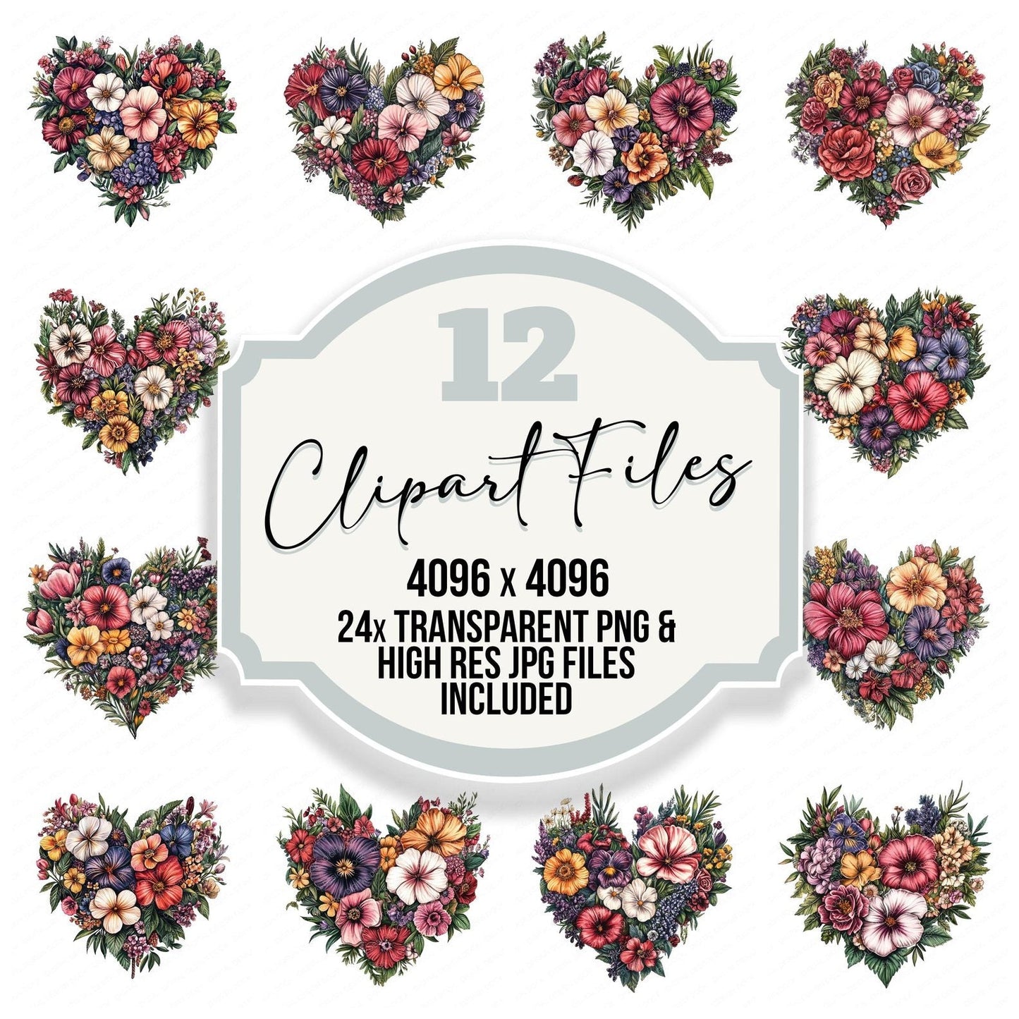 Vintage Watercolour Heart Shape Clipart Set (DDD006941)