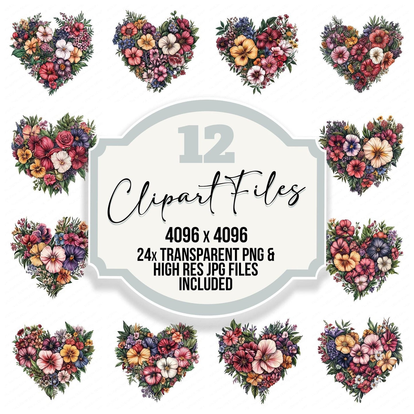 Vintage Watercolour Heart Shape Clipart Set (DDD006942)