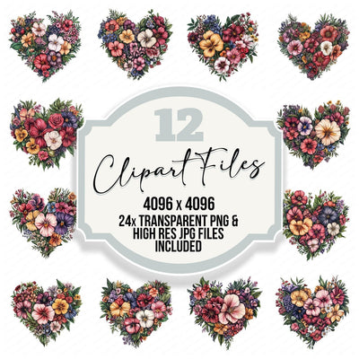 Vintage Watercolour Heart Shape Clipart Set (DDD006942)