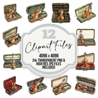 Violin in Velvet Case Clipart Set (DDD006952)