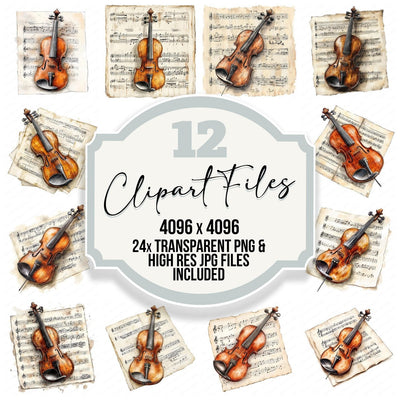 Violin on Music Sheet Clipart Set (DDD006953)