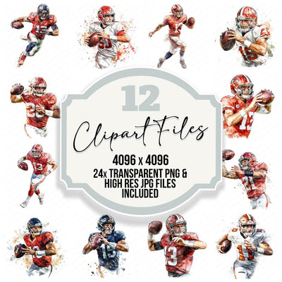 Watercolour American Football Player Clipart Set (DDD006965)