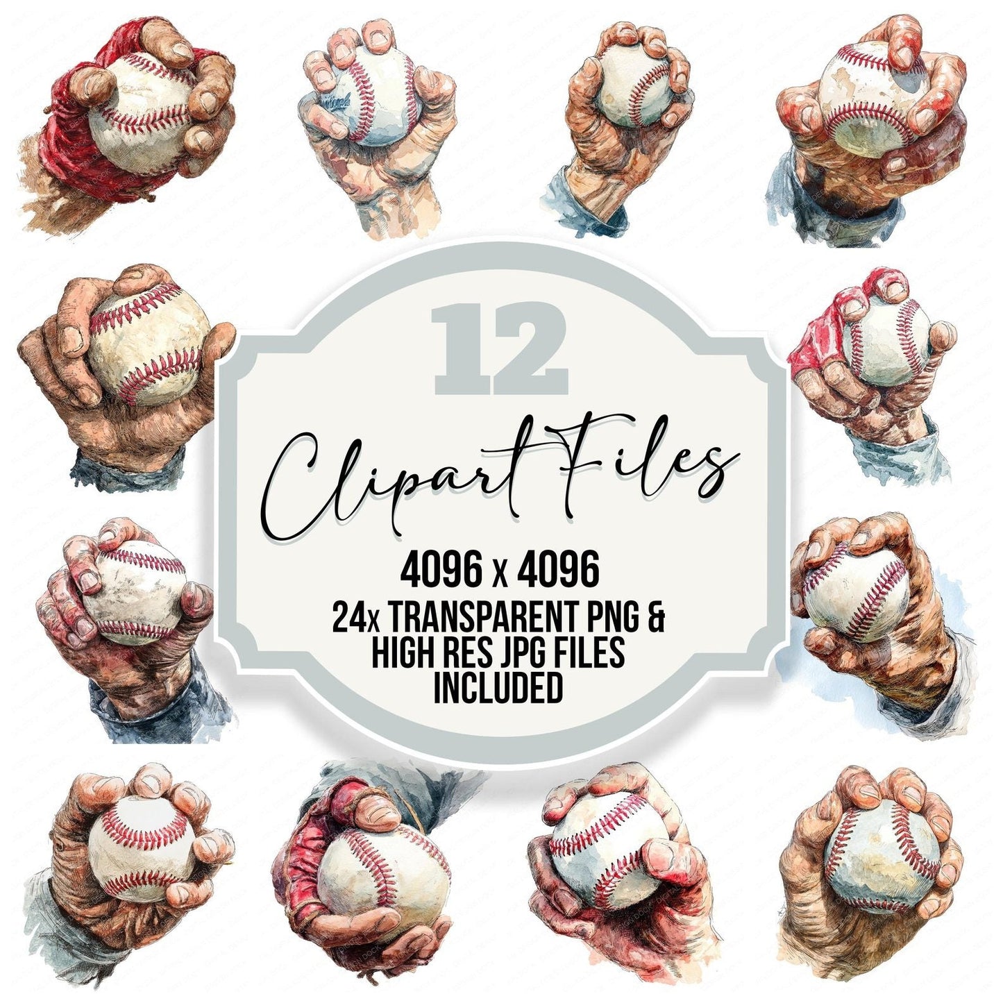 Watercolour Baseball Pitch Clipart Set (DDD006976)