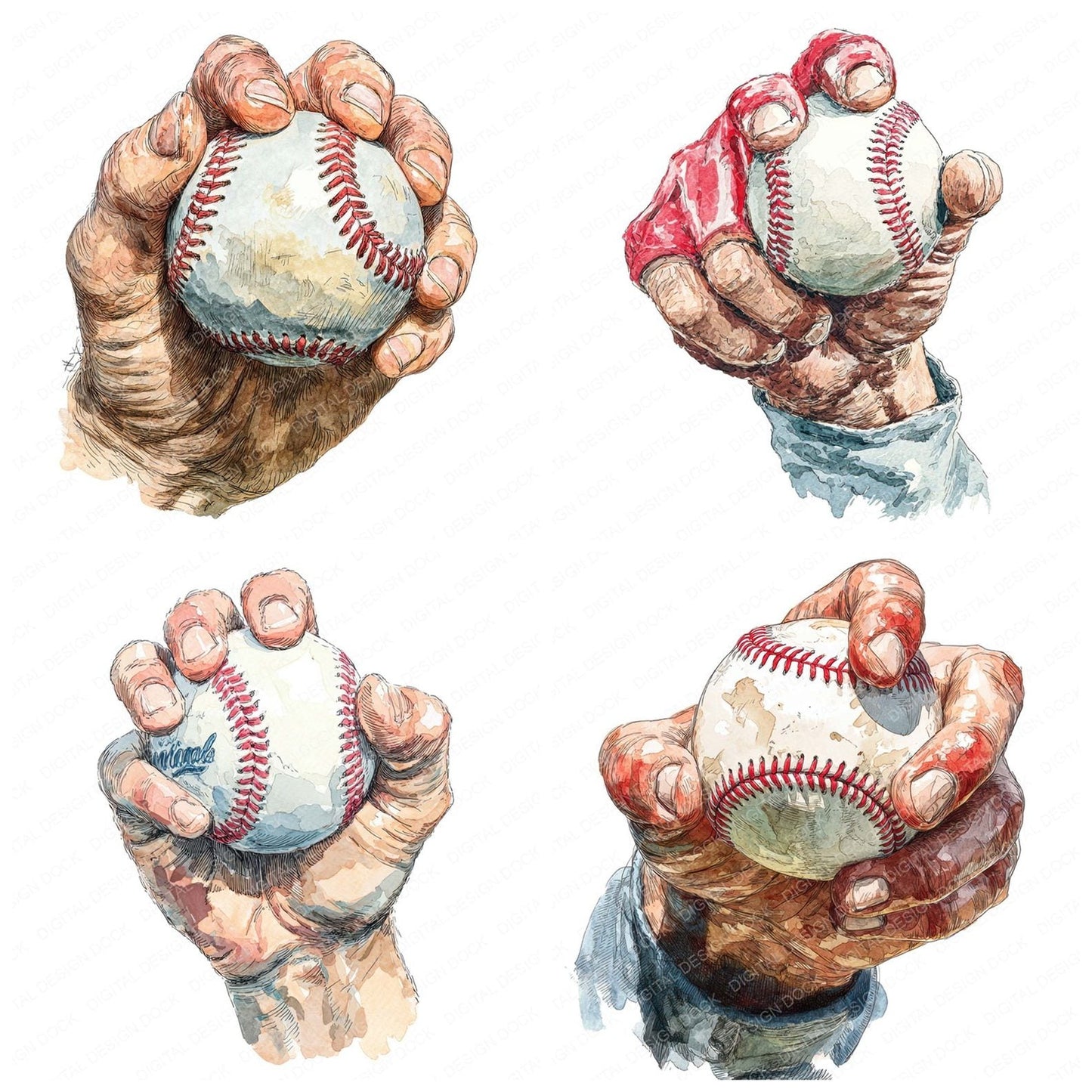 Watercolour Baseball Pitch Clipart Set (DDD006976)