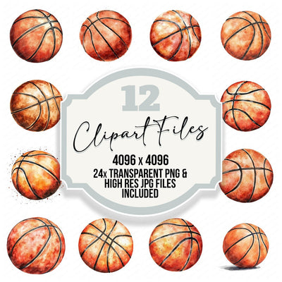 Watercolour Basketball Clipart Set (DDD006978)