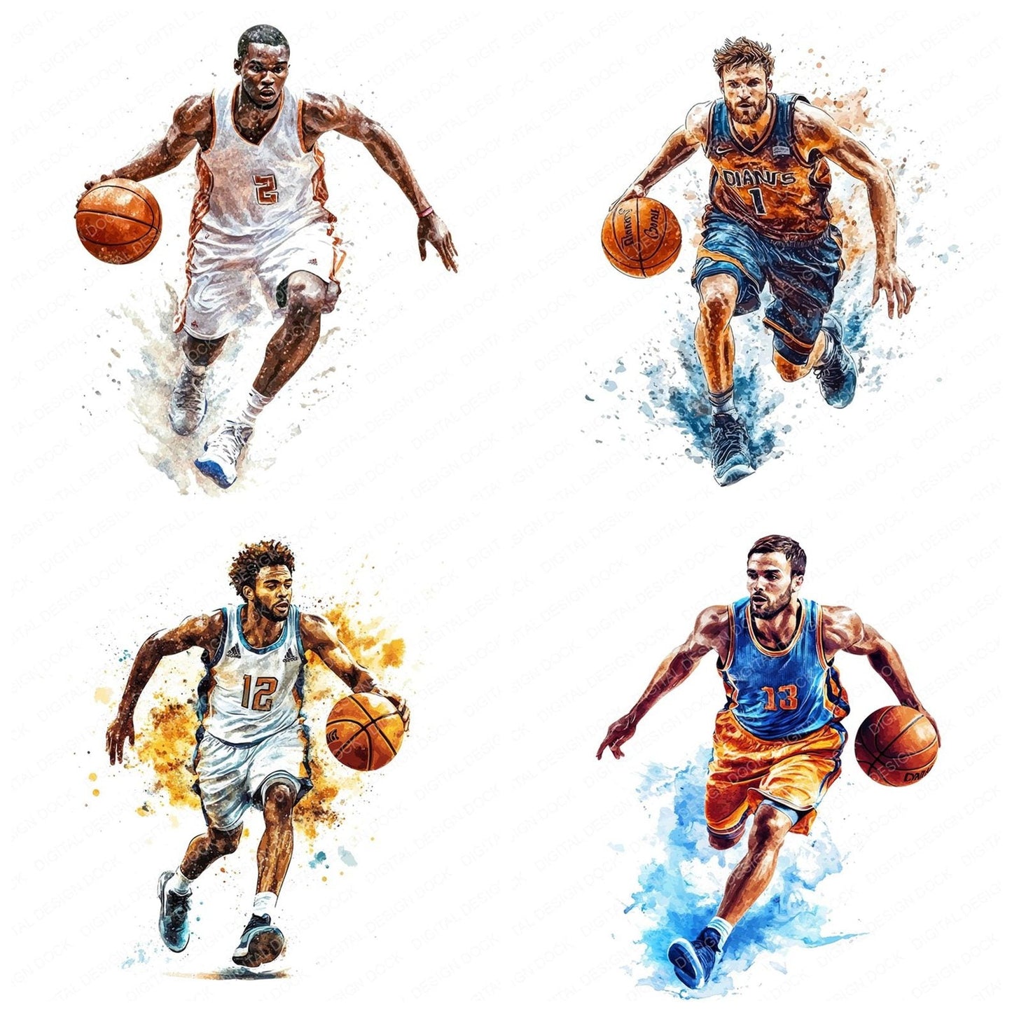 Watercolour Basketball Player Clipart Set (DDD006979)