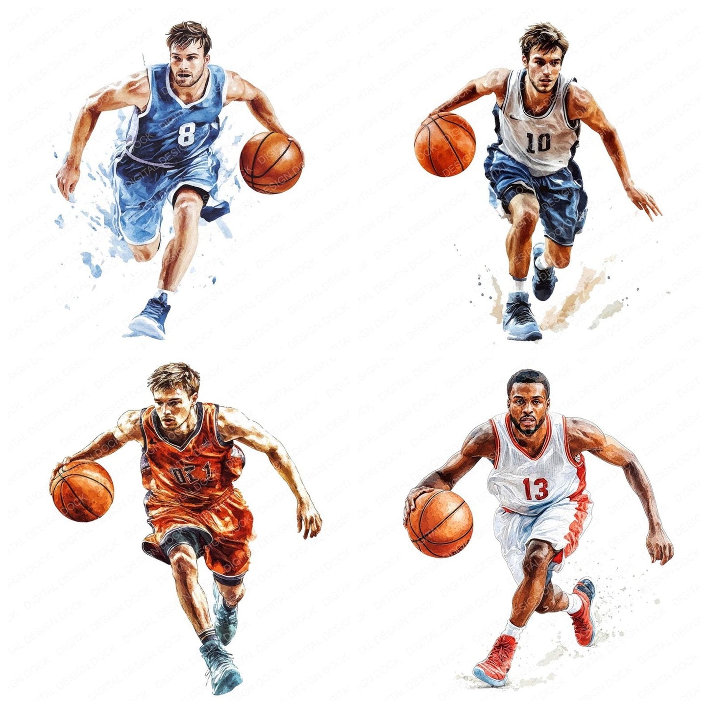 Watercolour Basketball Player Clipart Set (DDD006979)