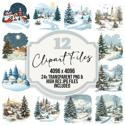 Watercolour Christmas Scene Clipart Set (DDD007063)