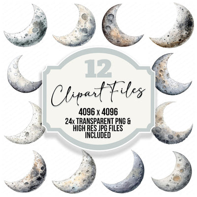 Watercolour Crescent Moon Clipart Set (DDD007074)