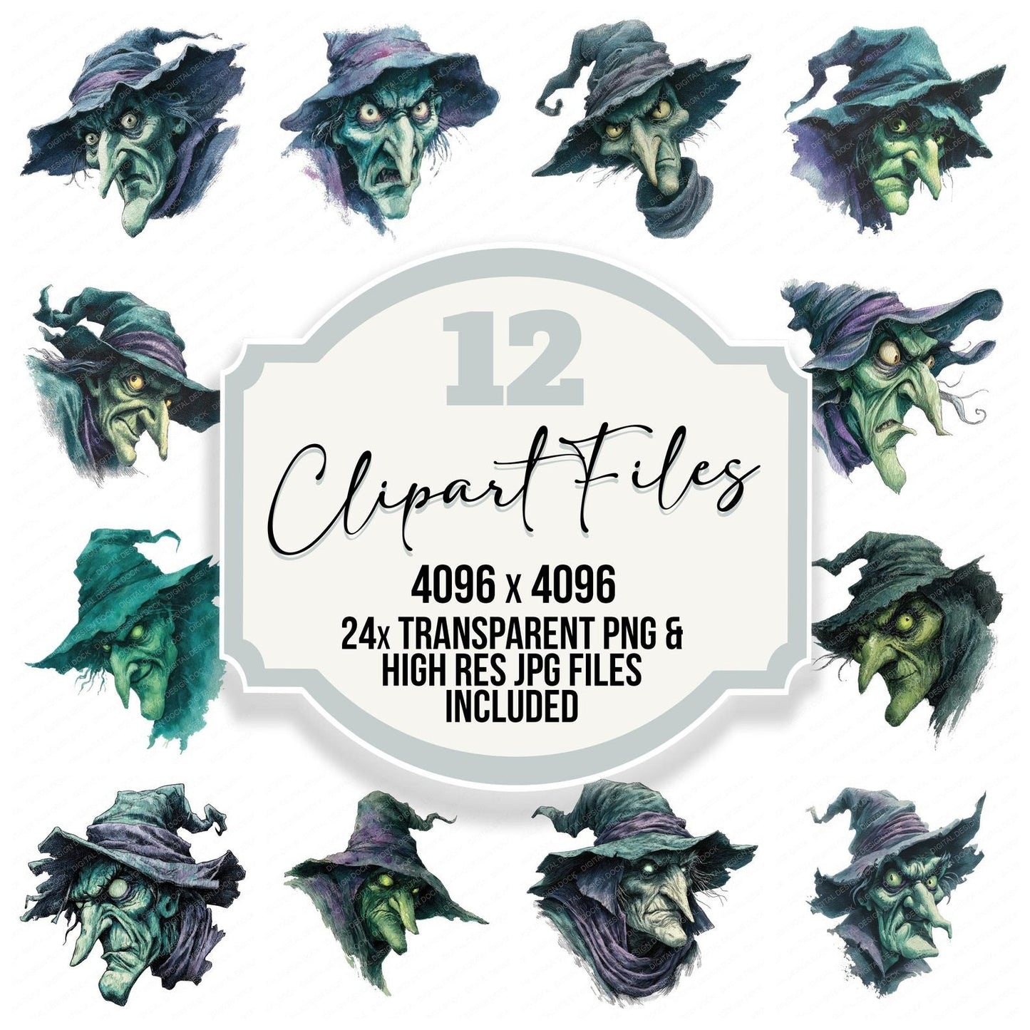 Watercolour Cursed Witch Clipart Set (DDD007083)