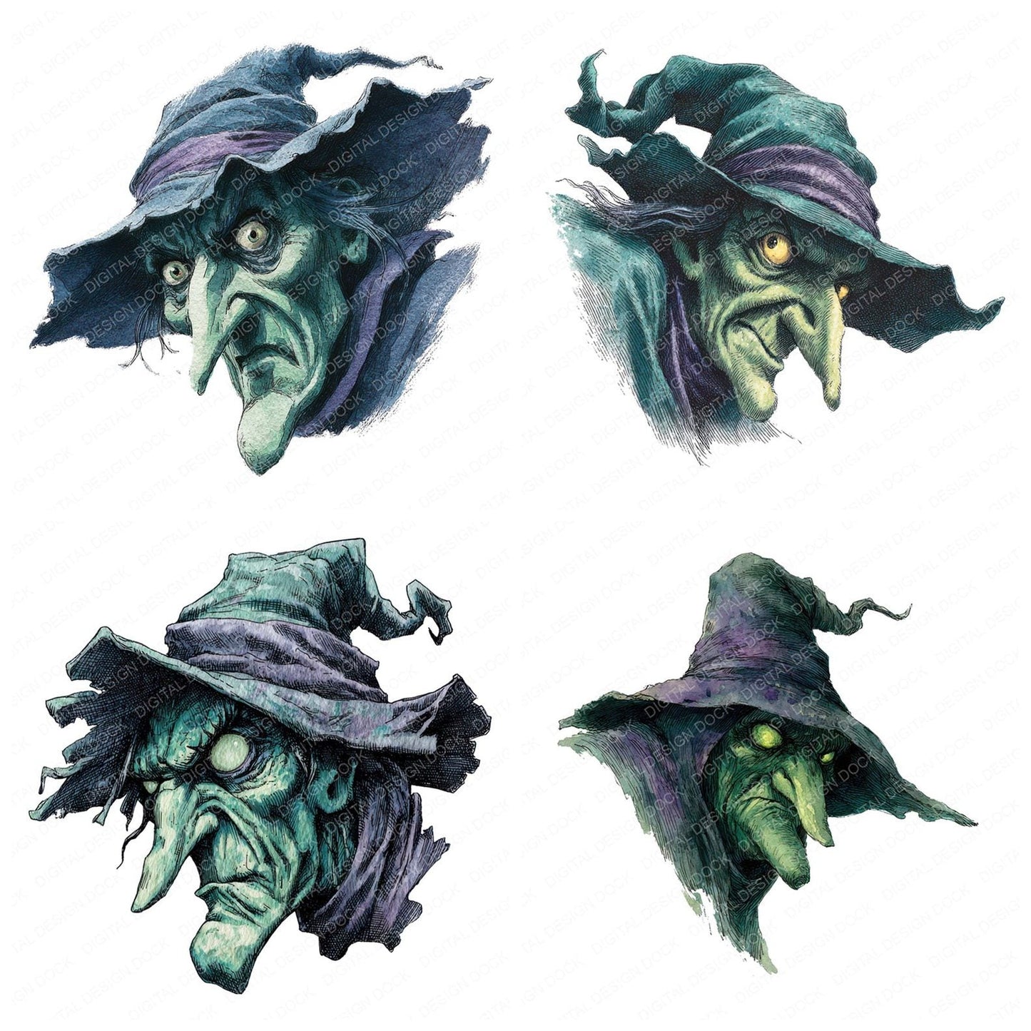 Watercolour Cursed Witch Clipart Set (DDD007083)