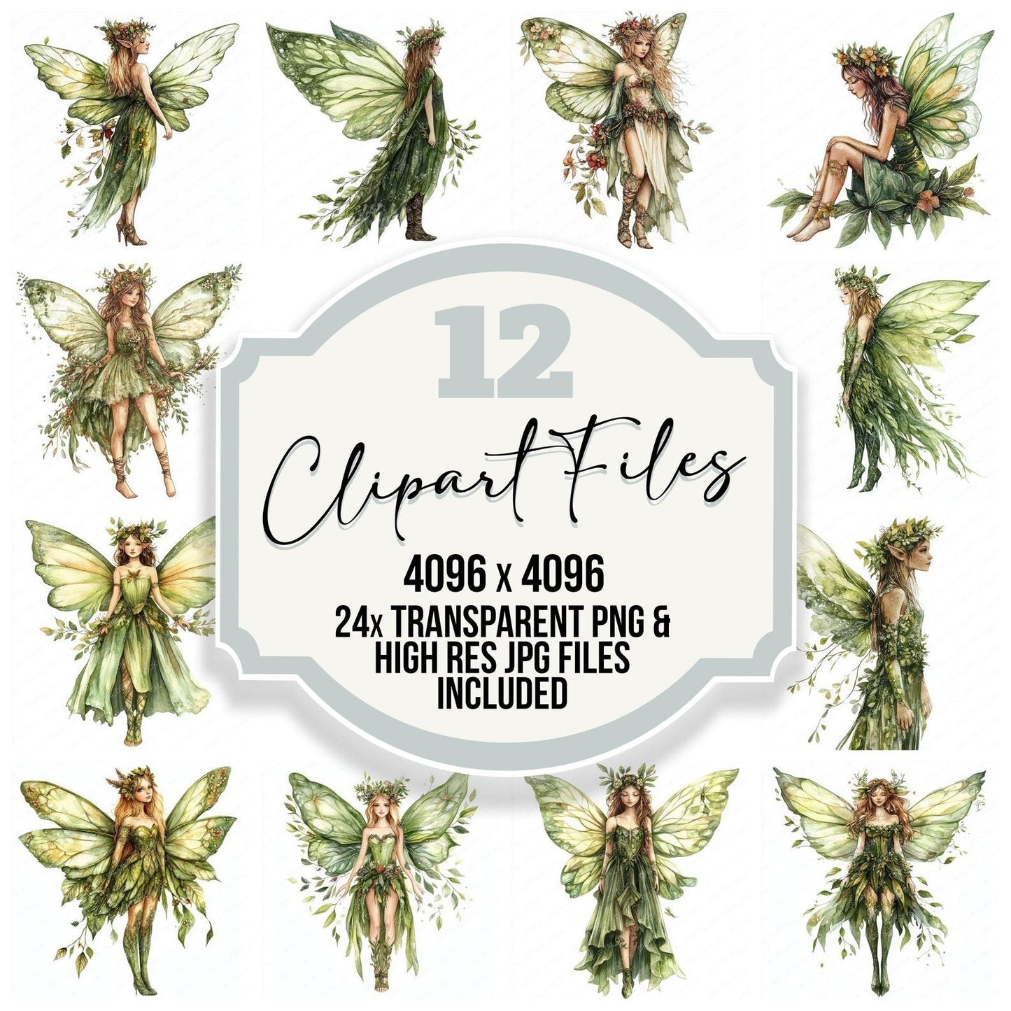 Watercolour Forest Fairy Clipart Set (DDD007125)
