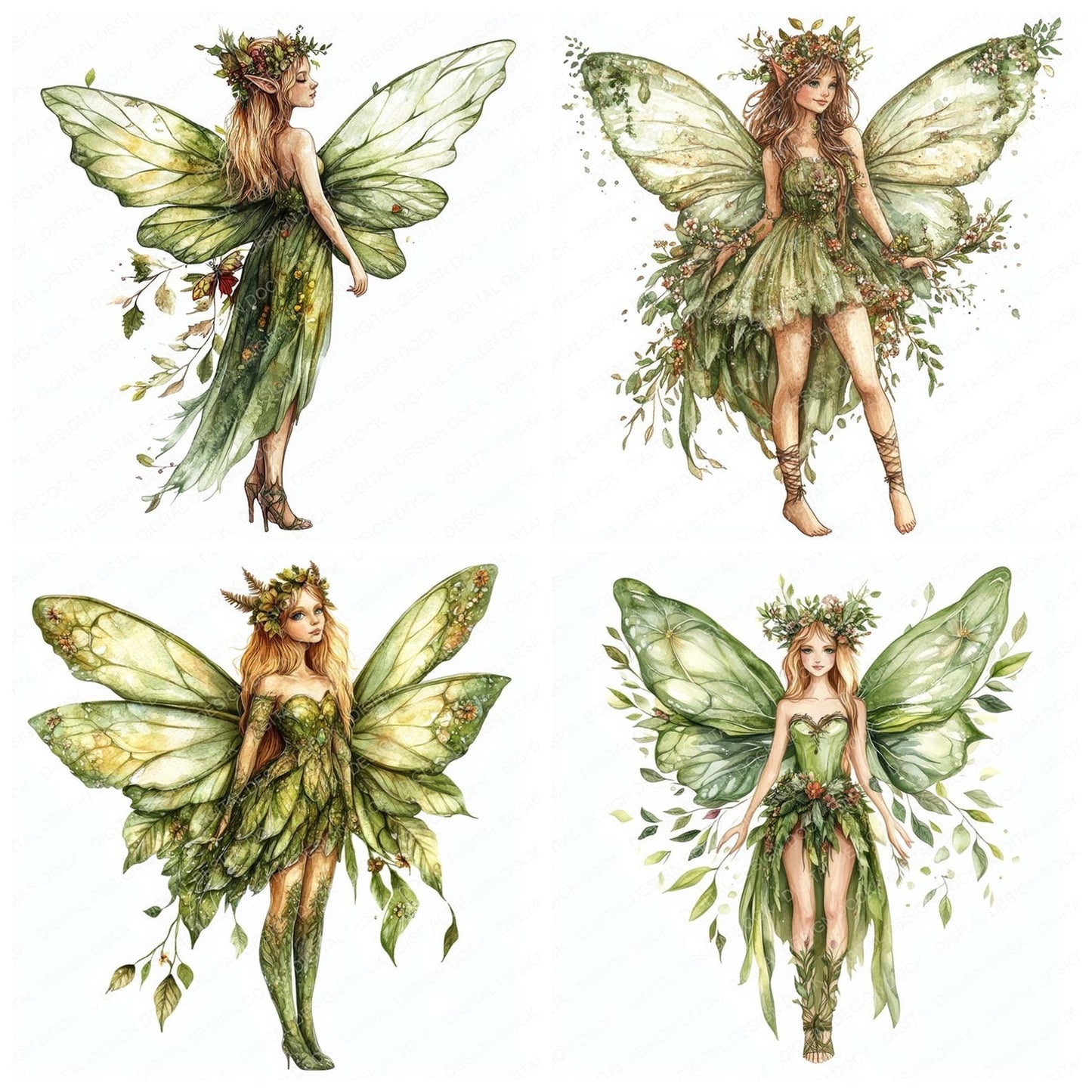 Watercolour Forest Fairy Clipart Set (DDD007125)