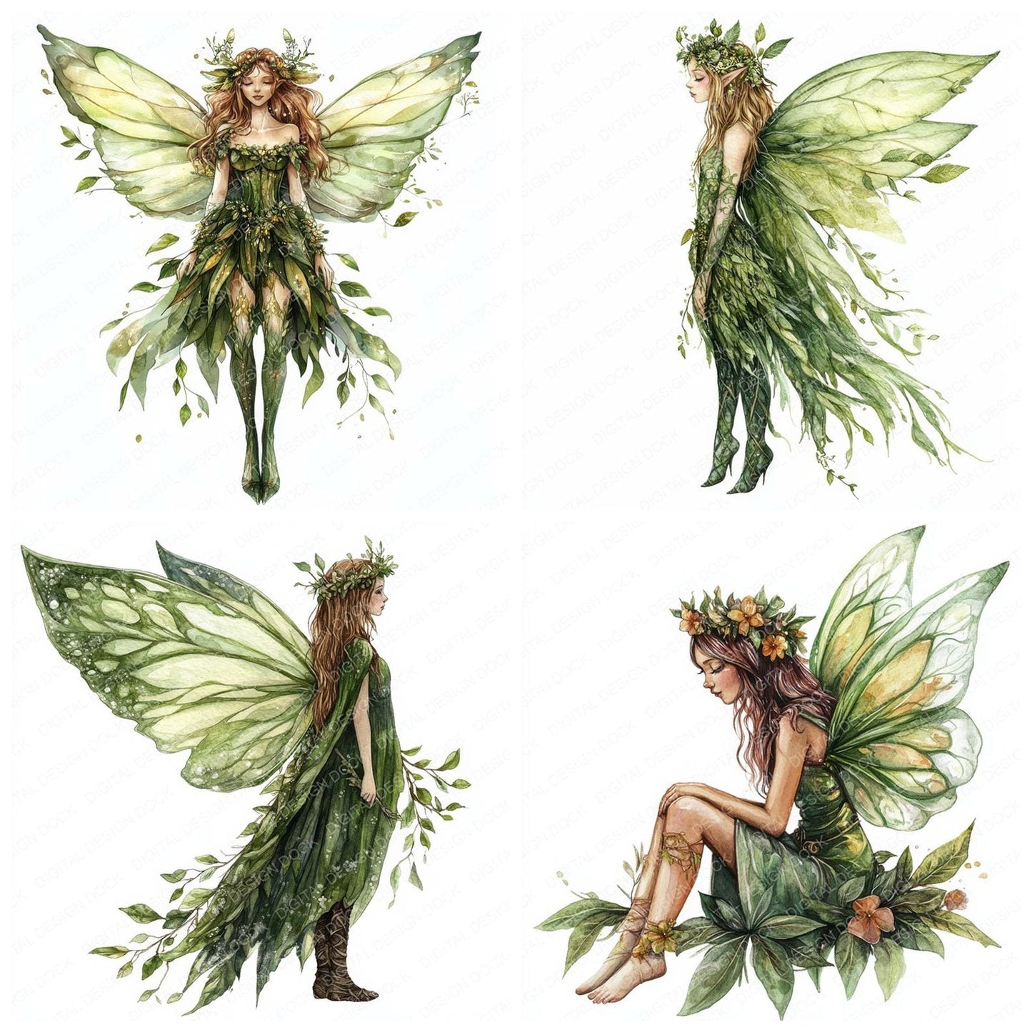 Watercolour Forest Fairy Clipart Set (DDD007125)