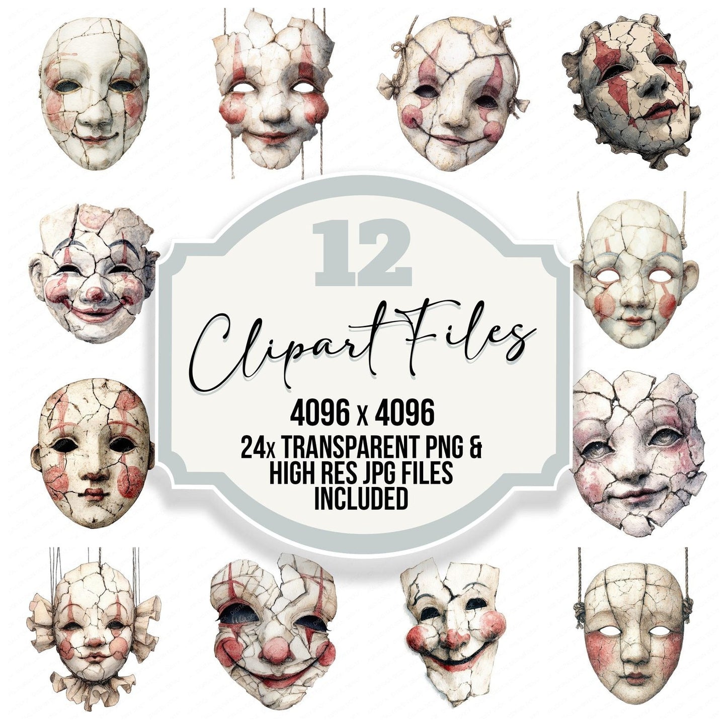 Watercolour Haunted Puppet Clipart Set (DDD007164)