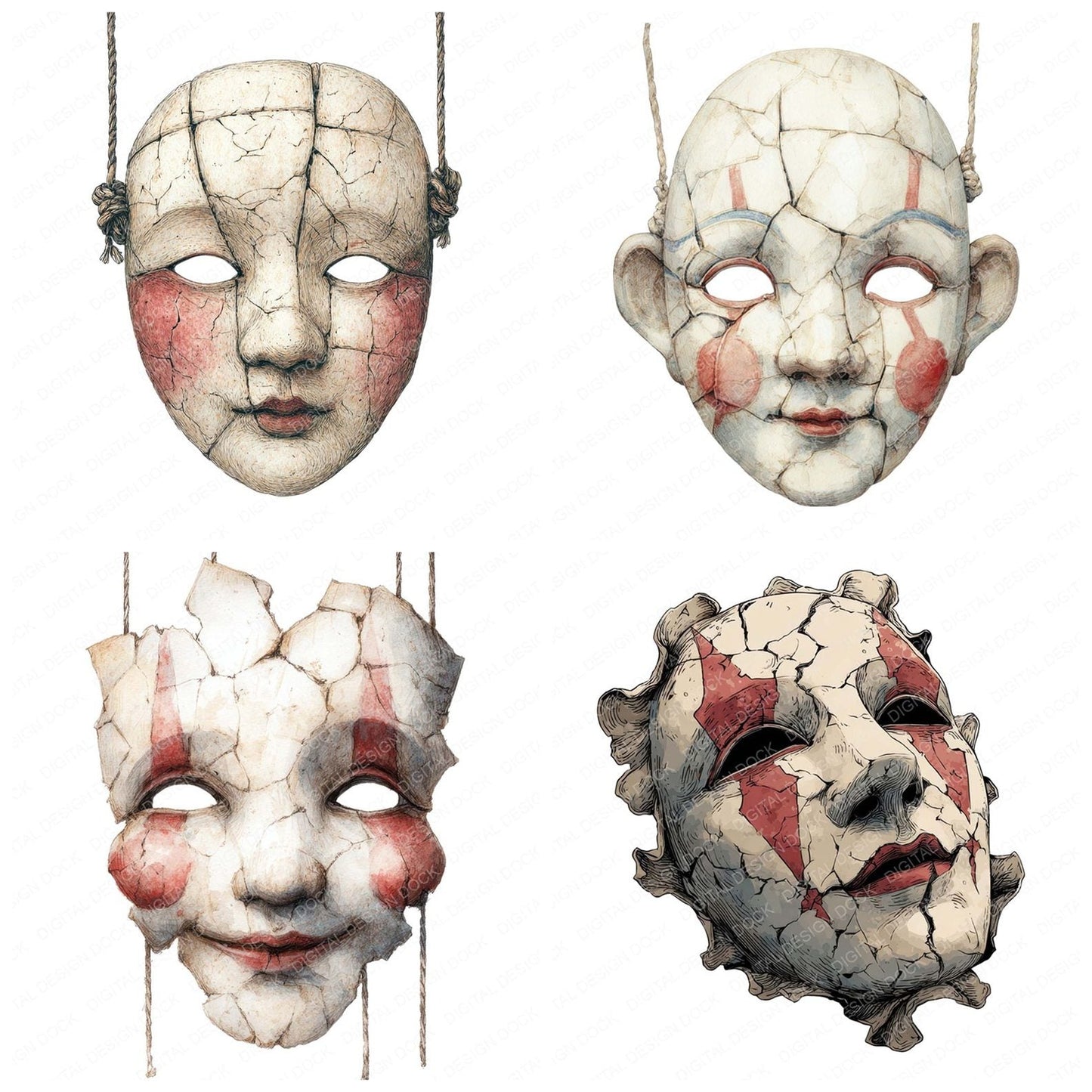 Watercolour Haunted Puppet Clipart Set (DDD007164)