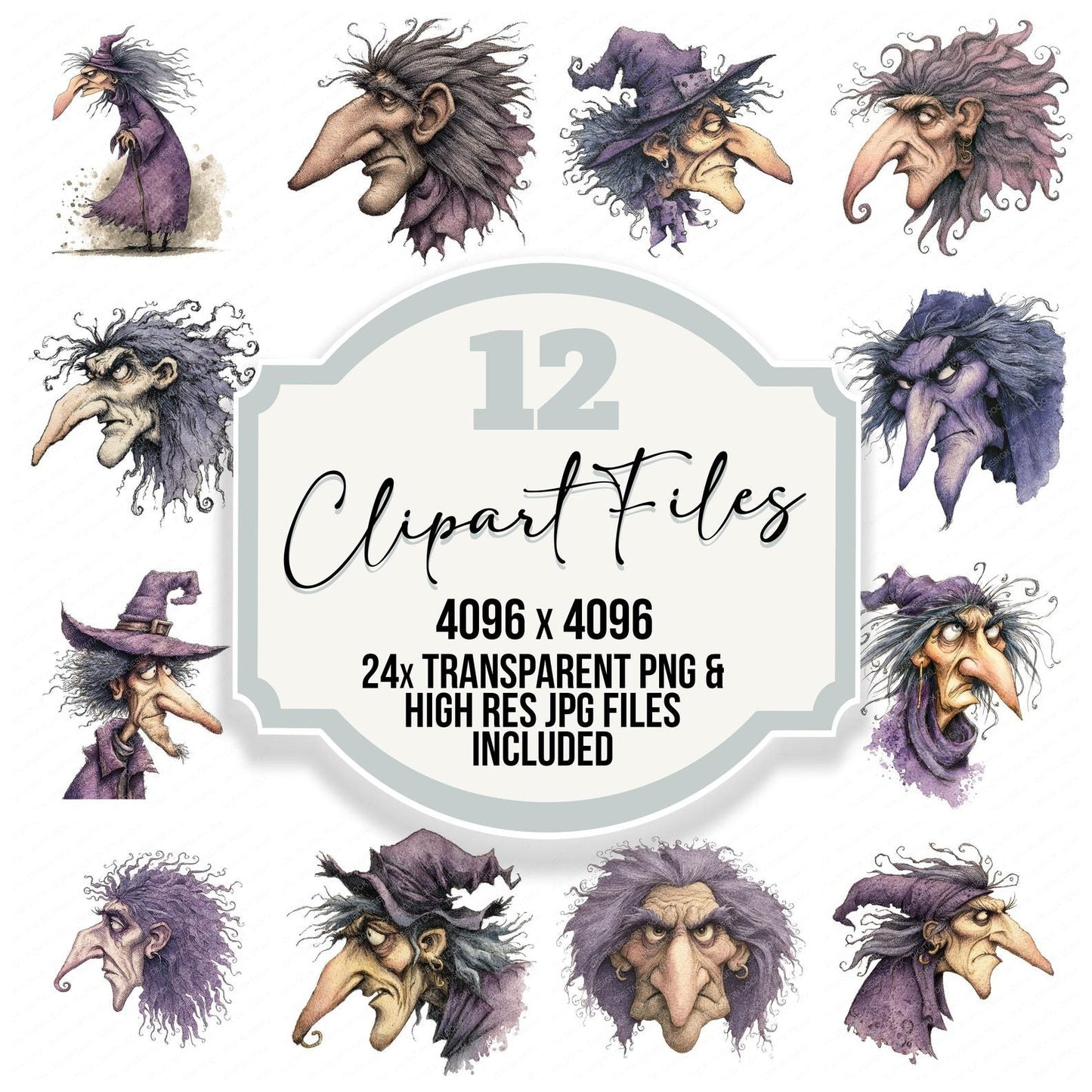 Watercolour Haunted Witch Clipart Set (DDD007165)
