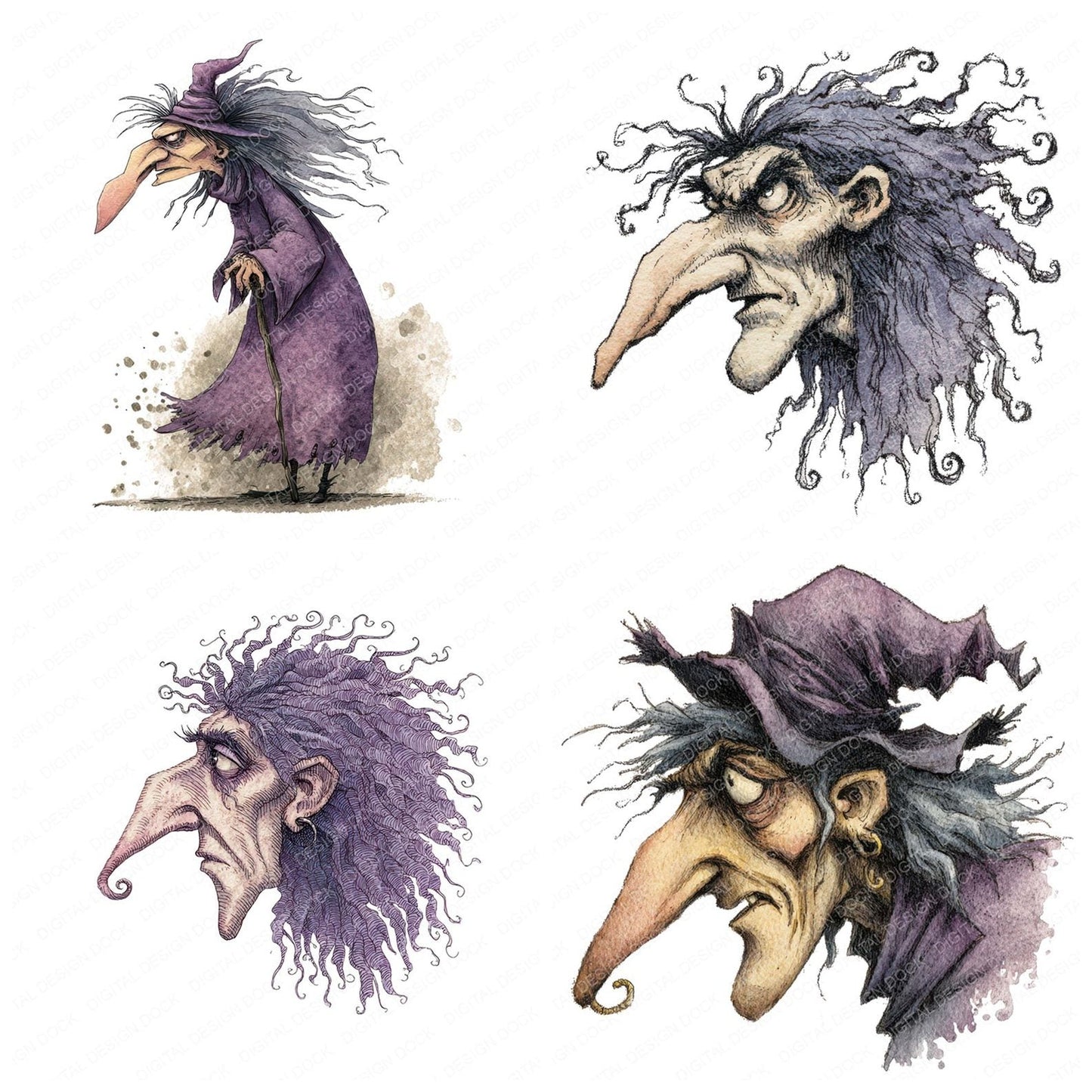 Watercolour Haunted Witch Clipart Set (DDD007165)