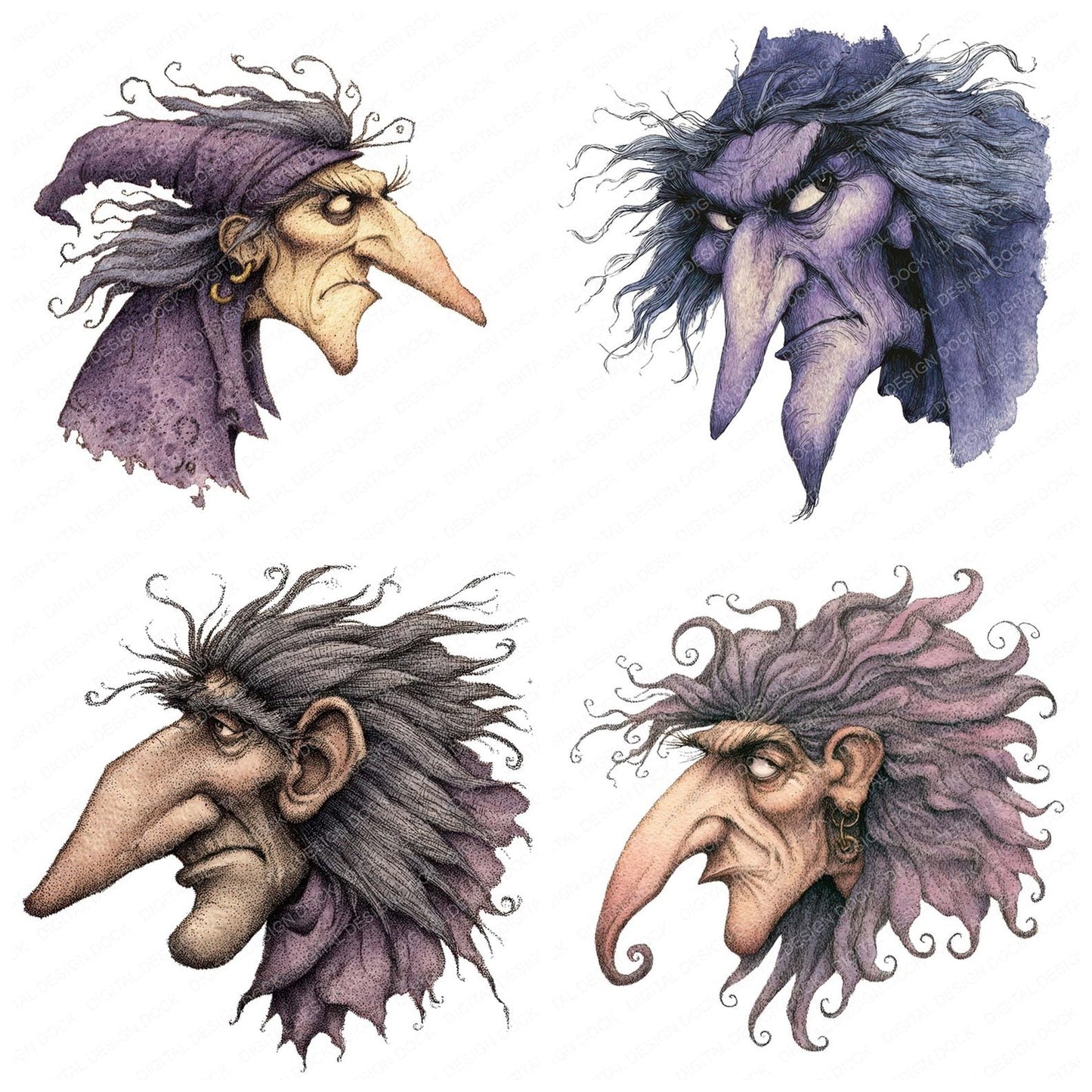 Watercolour Haunted Witch Clipart Set (DDD007165)