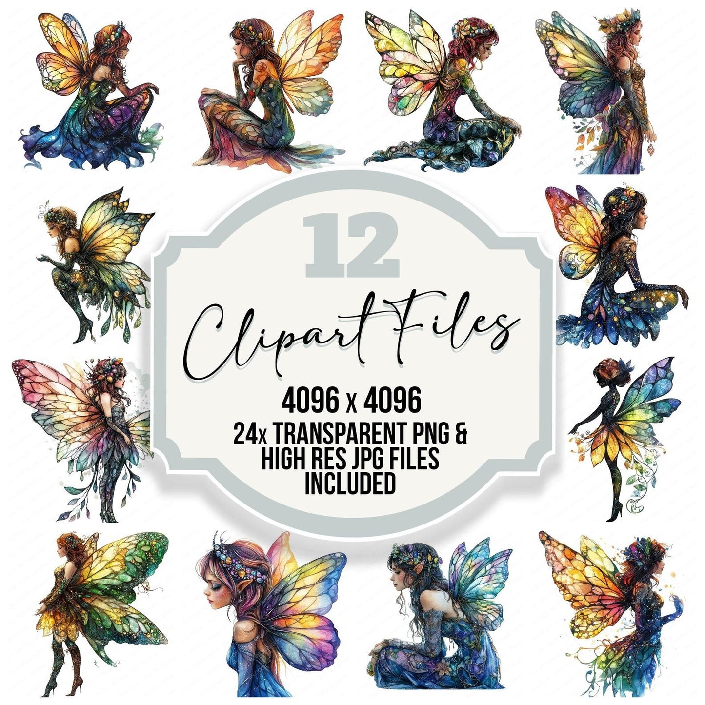 Watercolour Jewelled Fairy Clipart Set (DDD007184)
