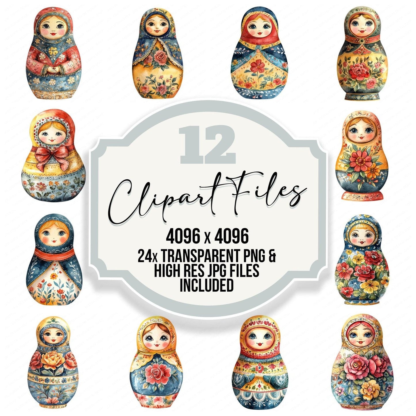 Watercolour Matryoshka Doll Clipart Set (DDD007210)