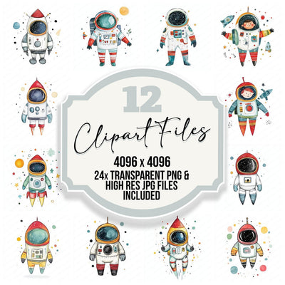Watercolour Nursery Astronaut Clipart Set (DDD007229)