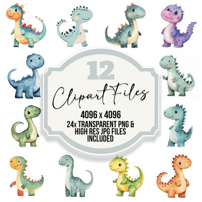 Watercolour Nursery Dinos Clipart Set (DDD007230)