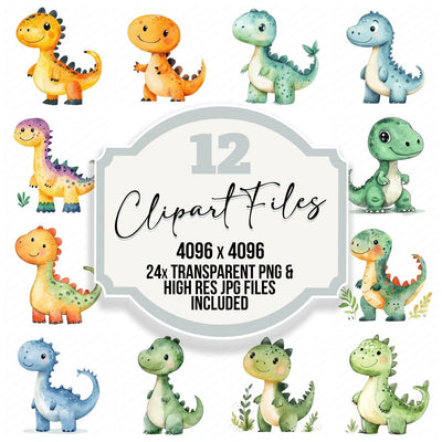Watercolour Nursery Dinos Clipart Set (DDD007231)