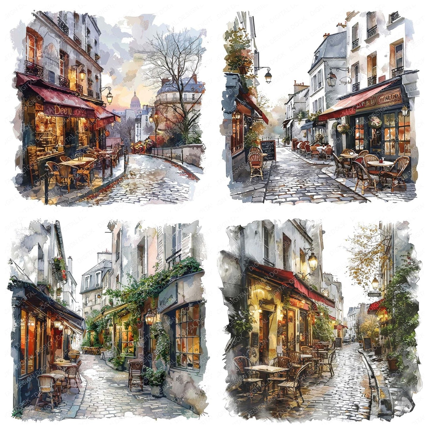 Watercolour Paris Street Clipart Set (DDD007251)
